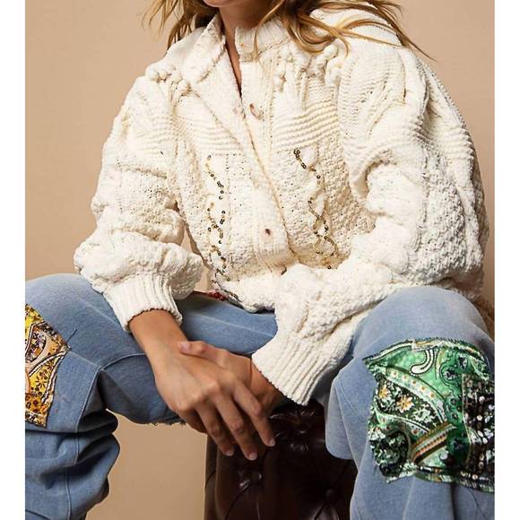 NEW POL cozy in cable cardigan in white - Picture 2 of 2